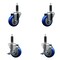 Service Caster 3.5'' SS Blue Poly Wheel Swivel 1'' Expanding Stem Caster Set 2 Brakes, 4PK SCC-SSEX20S3514-PPUB-BLUE-2-TLB-2-1 - alternate 1